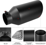 Richeer 4" Inlet to 7" Outlet Exhaust Tip, 15" Length Black Powder Coated Stainless Steel Universal for 4" O.D. Tailpipe