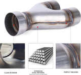 Richeer T409 Stainless Steel 3-2.5” Exhaust Y Pipe, 3" Inlet 2.5” Outlet 10” Overall Length