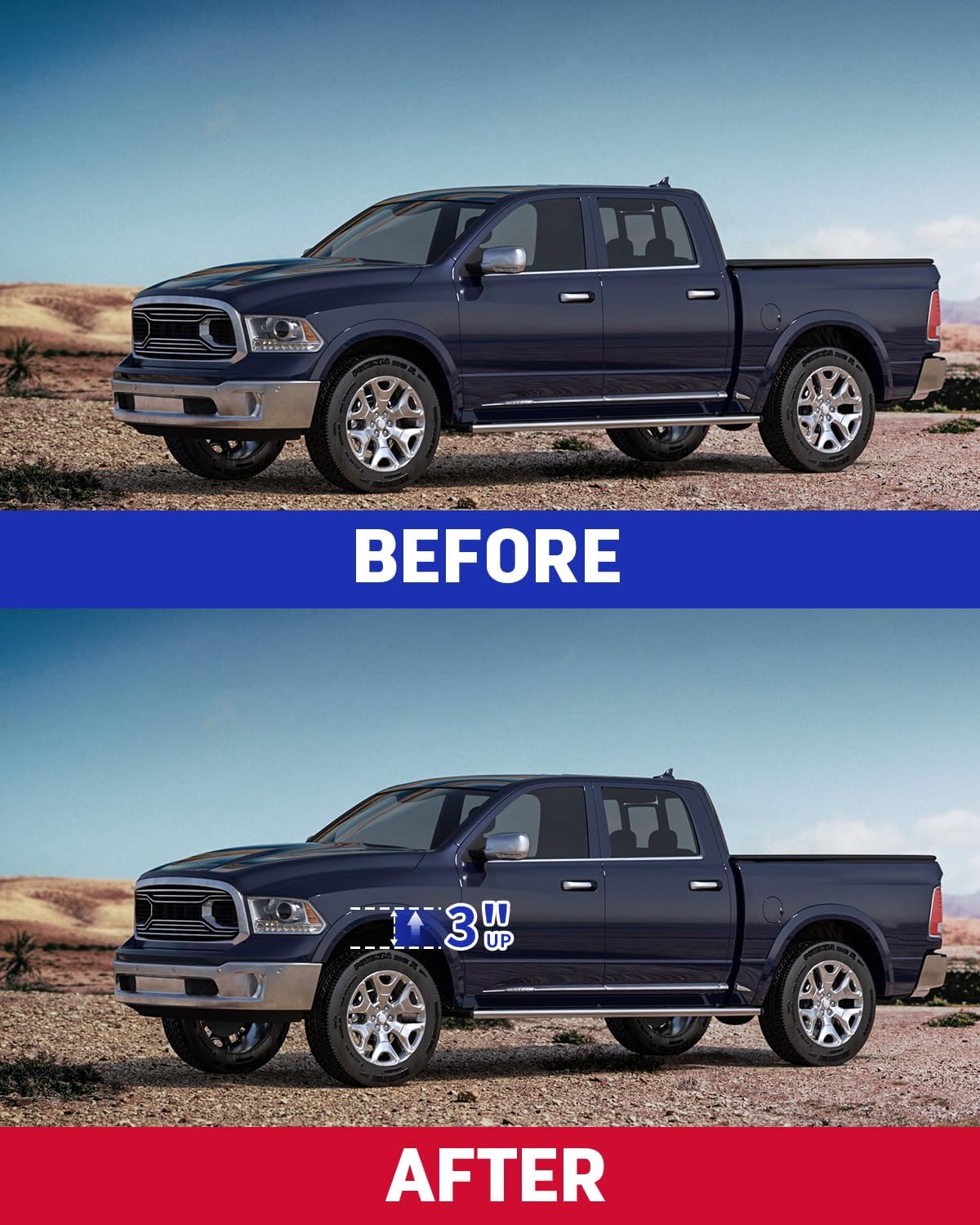 Richeer 3" Front Leveling Kit for 1994-2018 Dodge Ram 1500 2500 3500 2WD