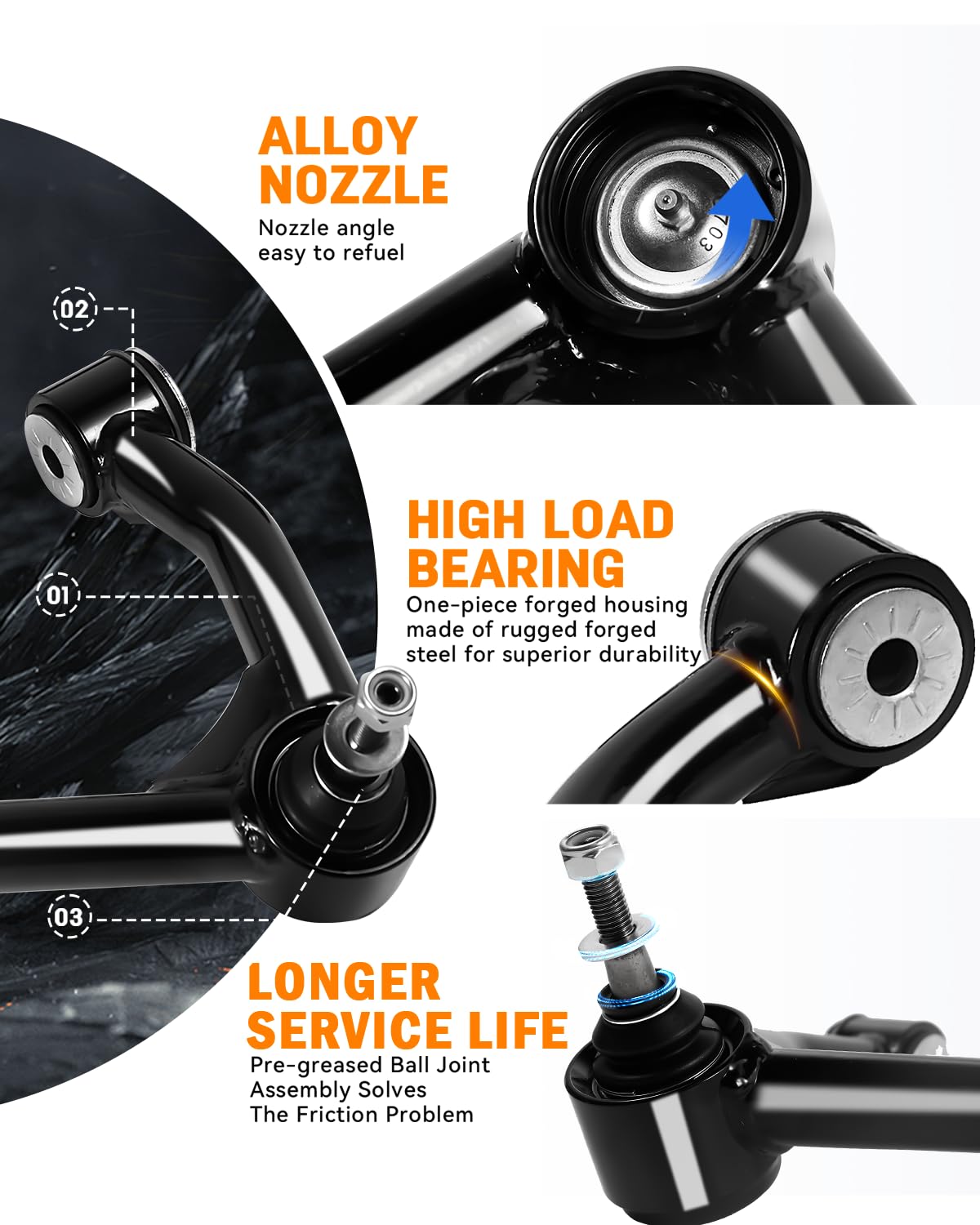 Richeer 3" Leveling Kit & 2-4" Upper Control Arms (2007-2016 Silverado/Sierra)