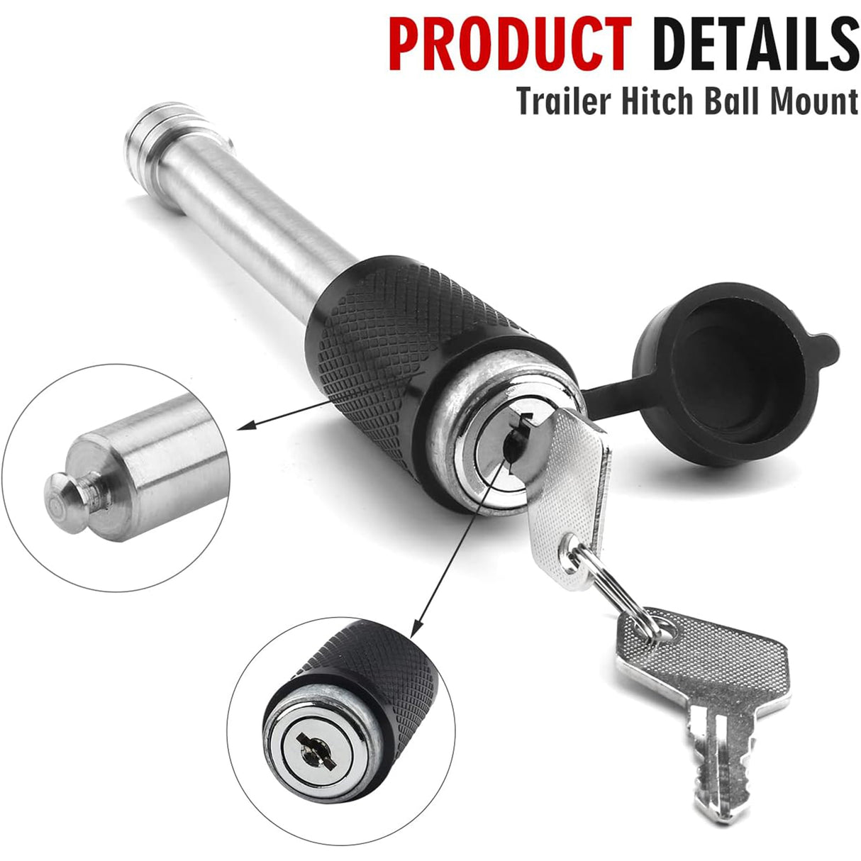 Richeer Aluminum Adjustable Trailer Hitch, Fits 2.5" Receiver, 10" Drop/Rise, 18500 LBS GTW, Dual Towing Ball with Double Locks