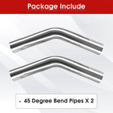Richeer 2.5 Inch O.D. Stainless Steel Exhaust Pipe 45 Degree Elbow (2PCS)