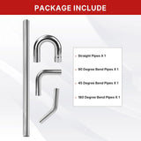 Richeer 3.5 inch O.D. Stainless Steel Exhaust Pipe Kit DIY Custom Tube 4PCS