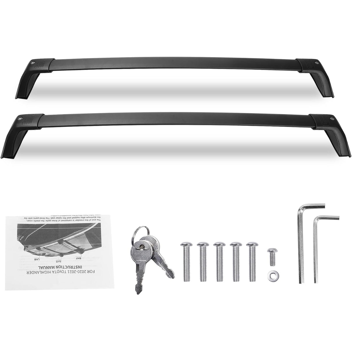 Richeer Heavy Duty 260LBS Roof Rack Crossbars for 2020‑2026 Toyota Highlander – Lightweight Aluminum, Metal Anti‑Theft Lock System, Wind‑Reducing Design, Fits Luggage, Bikes, Kayaks & More