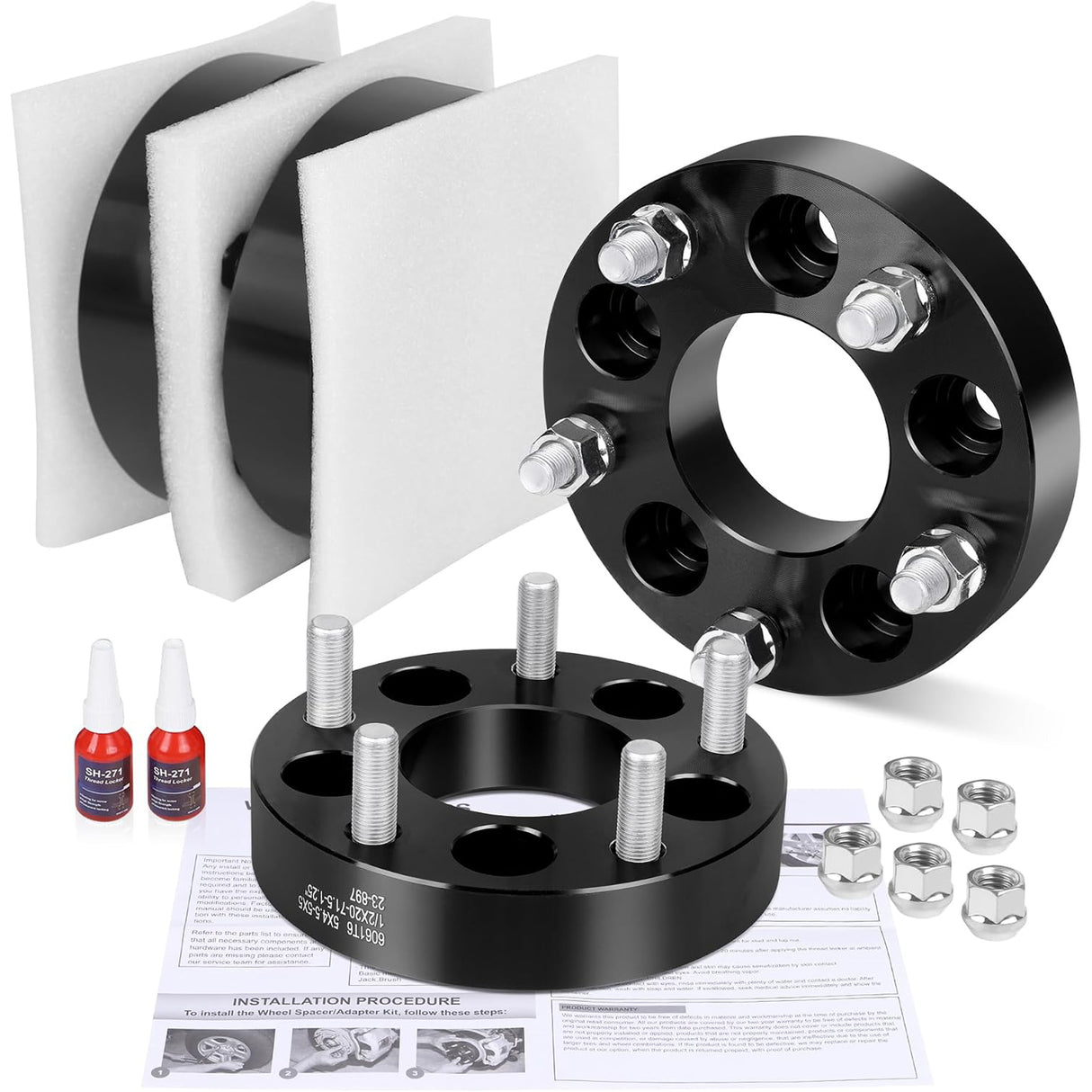 Richeer 5x4.5 to 5x5 Wheel Adapters – 1.25" Hubcentric Spacers for Jeep, Ford, Mustang, Explorer with 1/2-20 Studs & 71.5mm Bore