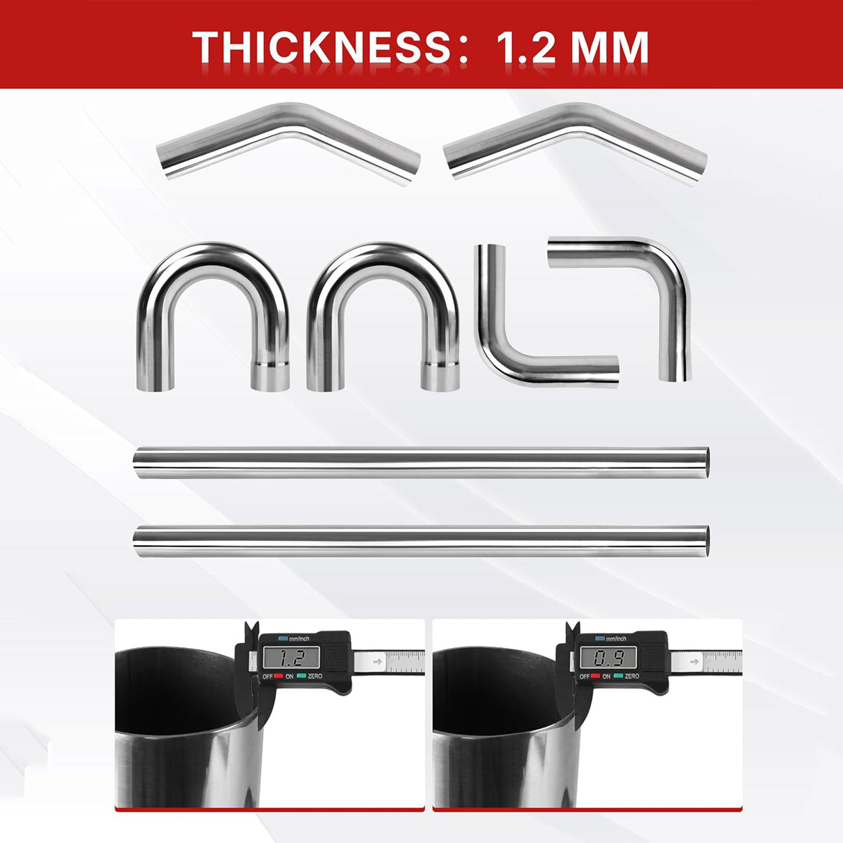 Richeer 3 inch O.D. Stainless Steel Exhaust Pipe Kit DIY Custom Tube （8PCS）
