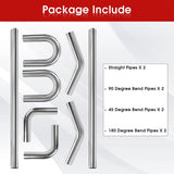 Richeer 2 Inch O.D. Stainless Steel Exhaust Pipe Kit DIY Custom Tube (8PCS)