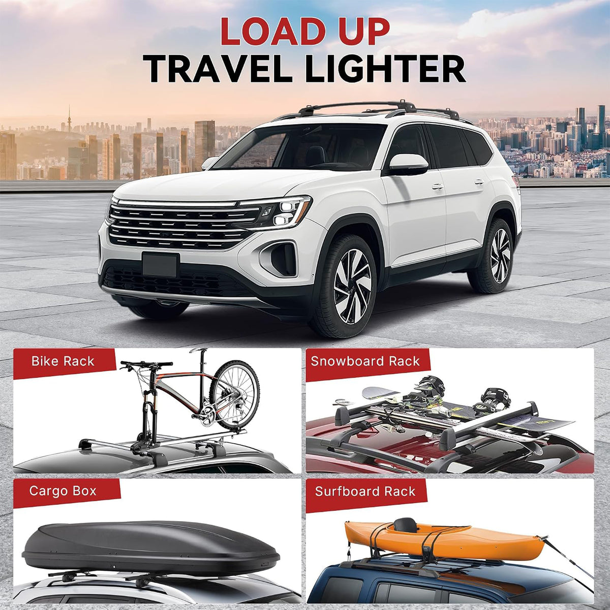 Richeer 330LBS Roof Rack Cross Bars for 2017-2026 VW Atlas