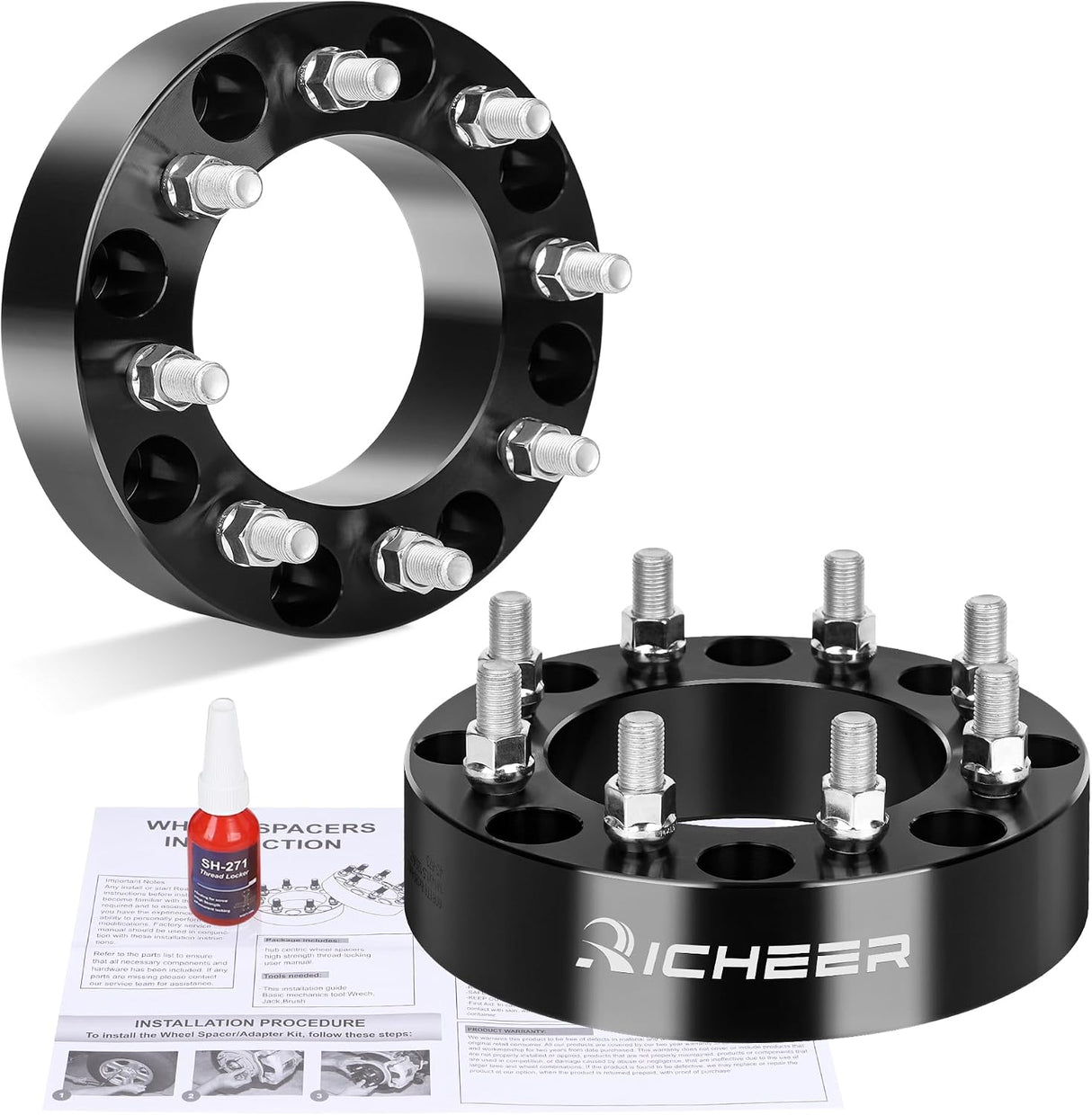 Richeer 2'' 8x180 to 8x6.5 Wheel Adapters for Silverado Sierra 2500 3500 HD（2PCS）