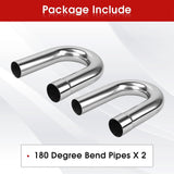 Richeer 2.5 inch O.D. Stainless Steel U Bend 180 Degree Exhaust Pipe (2PCS)