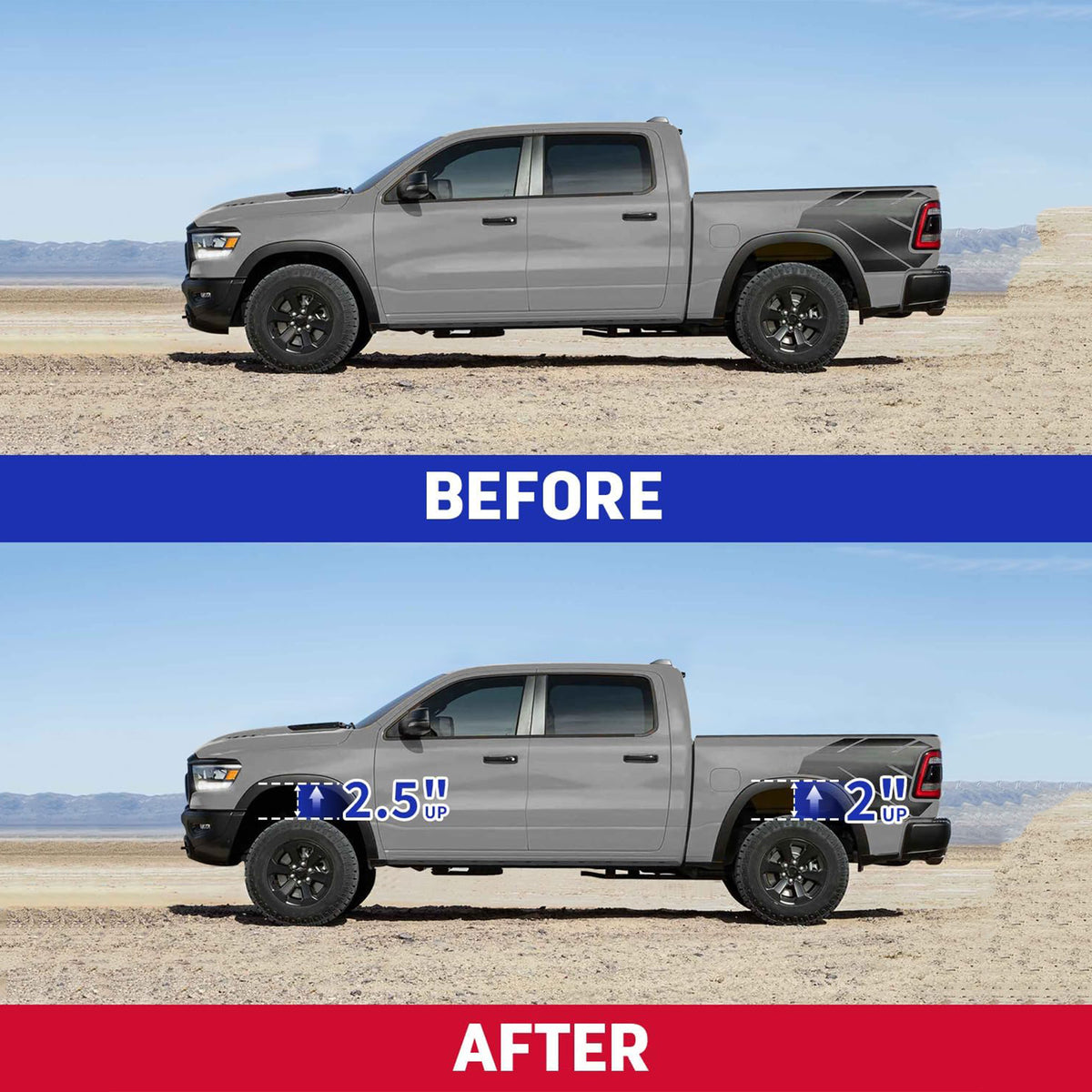 Richeer 2.5" Front and 2" Rear Leveling Kits for 2009-2025 Ram 1500 4WD/AWD