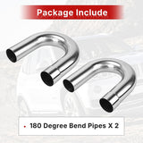 Richeer 3" O.D. T304 Stainless Steel U Bend 180 Degree Exhaust Pipe (2PCS)