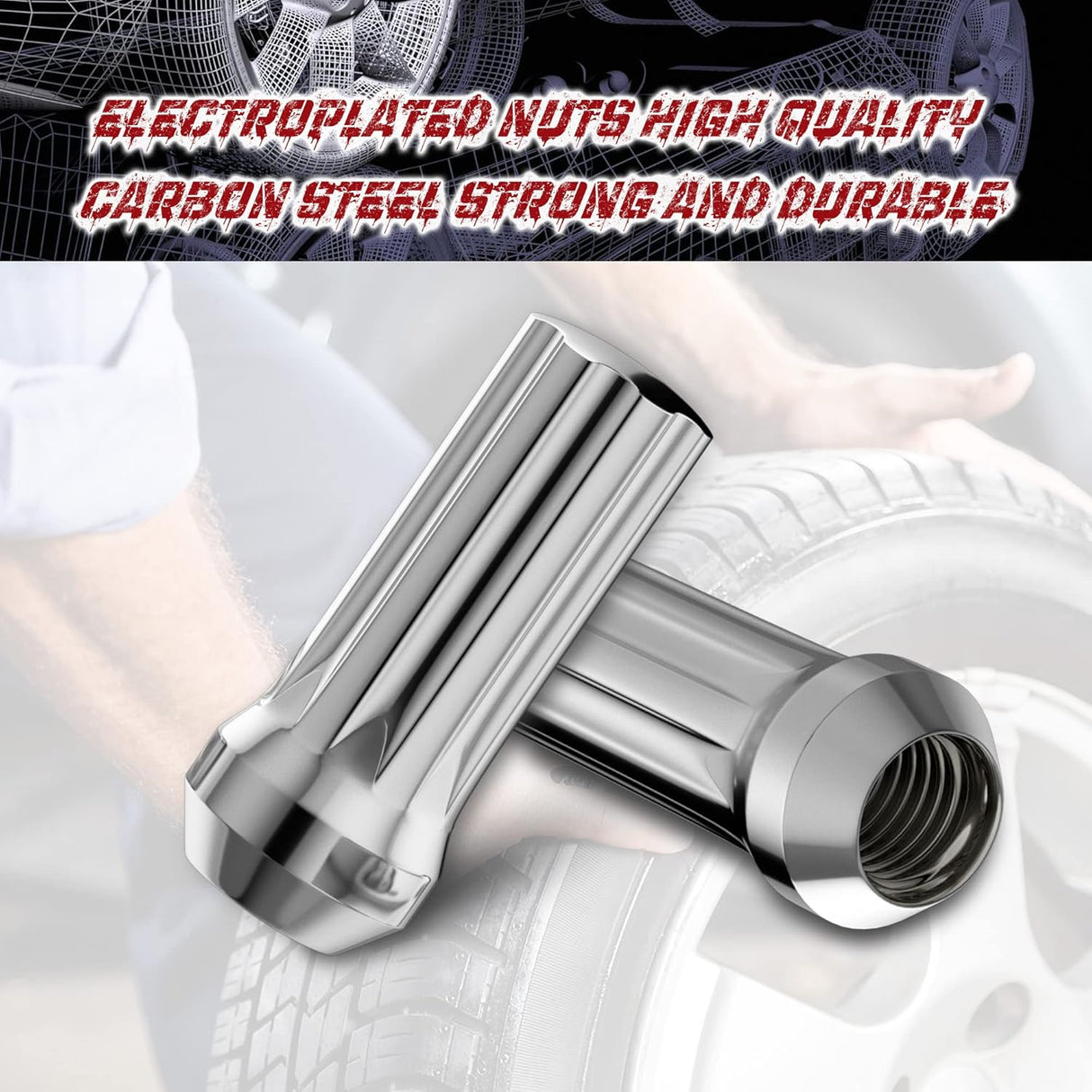 Richeer 9/16-18 Lug Nuts, 32PCS Bulge Acorn, Closed End for Trucks & SUVs - Chrome