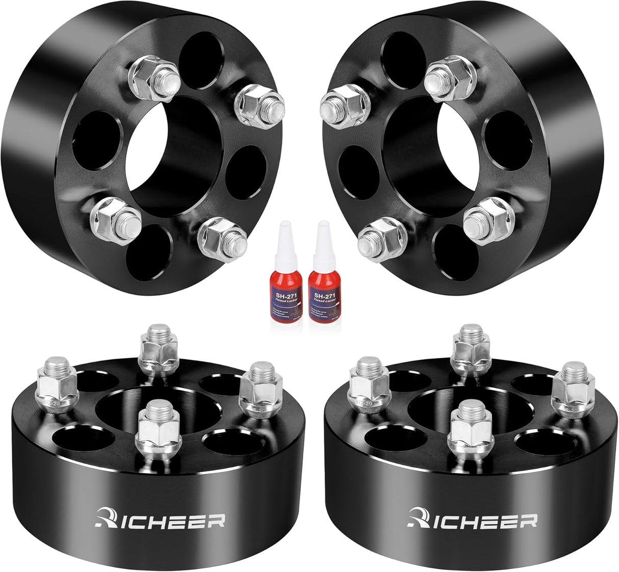 Richeer 2 inch 4x4 Wheel Spacers for Golf Carts -2" Thick Black