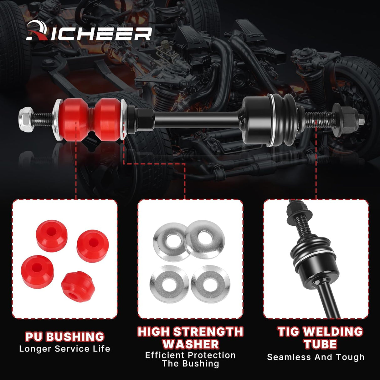 Richeer Front Sway Bar Link for Sway Stabilizer Link Replace 2Pcs (2005-2008 Ford 2006-2008 Lincoln)