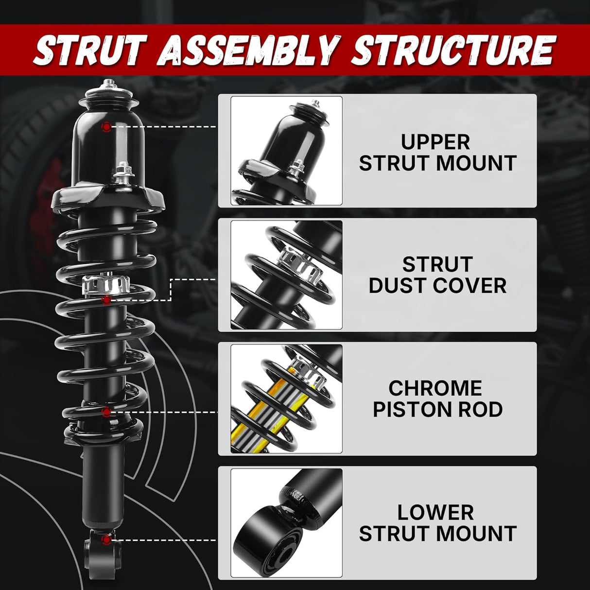 Richeer Front and Rear 4 PCS Strut Assembly Compatible (2009-2013 Corolla)