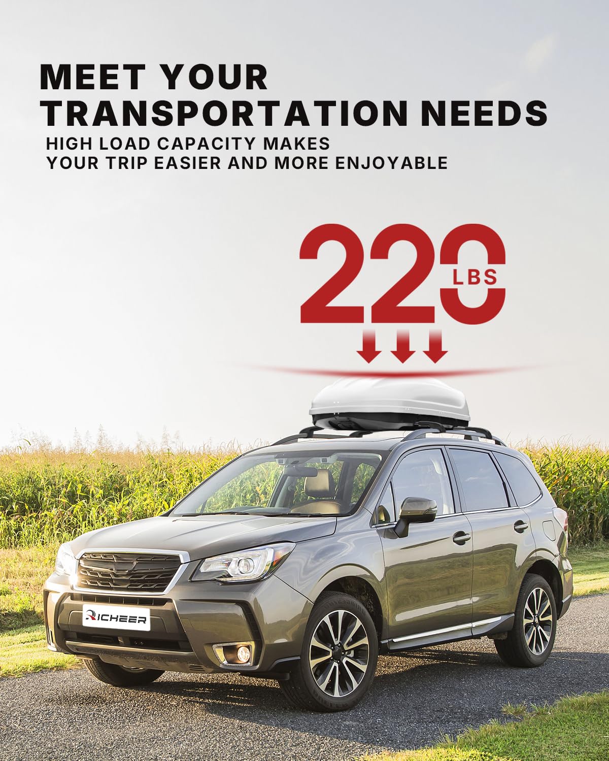 Richeer 220LBS Roof Rack Cross Bars, Side Rails, Aluminum Cross Bar (2014-2025 Forester)