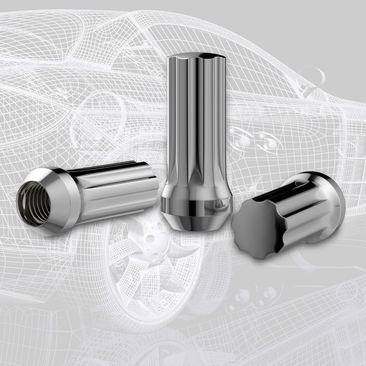 Richeer 9/16-18 Lug Nuts, 32PCS Bulge Acorn, Closed End for Trucks & SUVs - Chrome