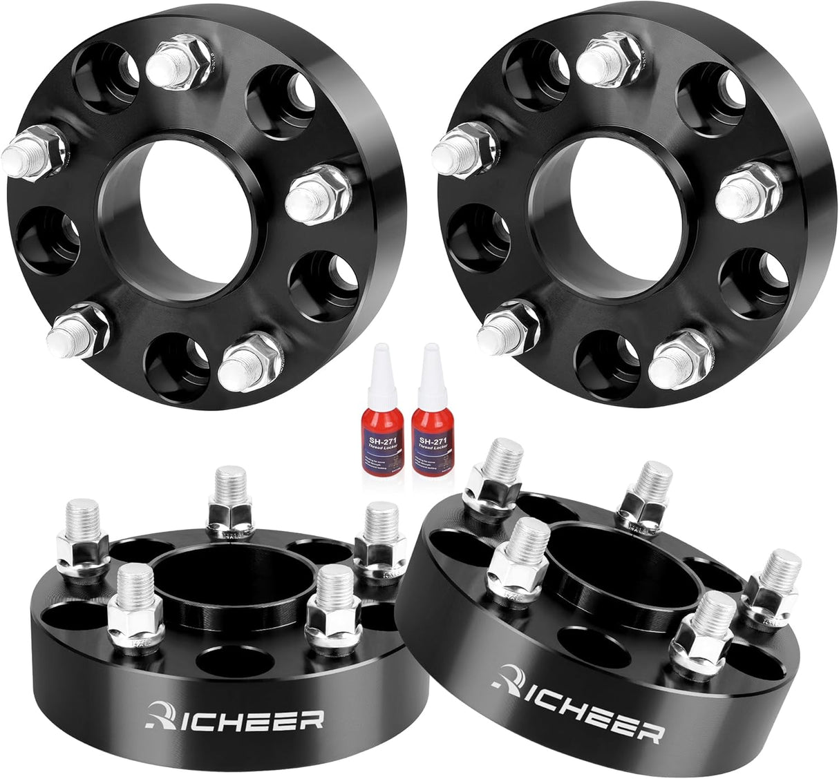 Richeer 1.5 inch 5x5 Wheel Spacers with 14x1.5 Studs & 71.5mm bore