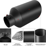 Richeer 4" Inlet Exhaust Tip 8" Outlet 15" Length, Black Powder Coated Stainless Steel