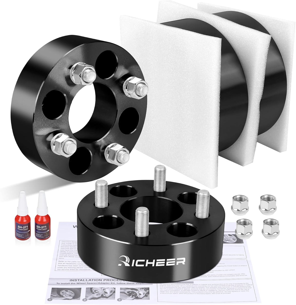 Richeer 1.25" 5x4.5" to 5x5" Wheel Adapters for Off-Road Vehicles 4PCS (Ford, Jeep & More)