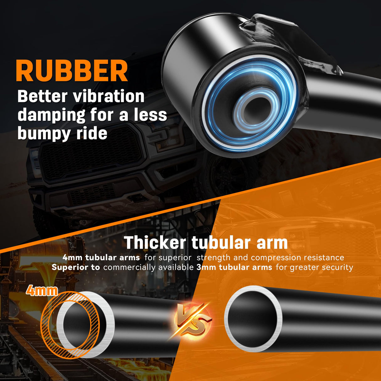 Richeer 2-4" Front Upper Control Arms & 2-4" Lift Suspension Kit Adjustable Control Arm (2004-2024 F150)