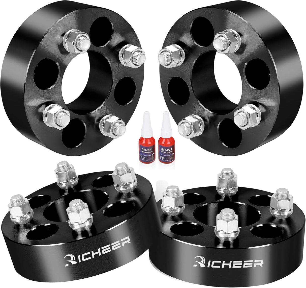 Richeer 1.25" 5x4.5" to 5x5" Wheel Adapters for Off-Road Vehicles 4PCS (Ford, Jeep & More)