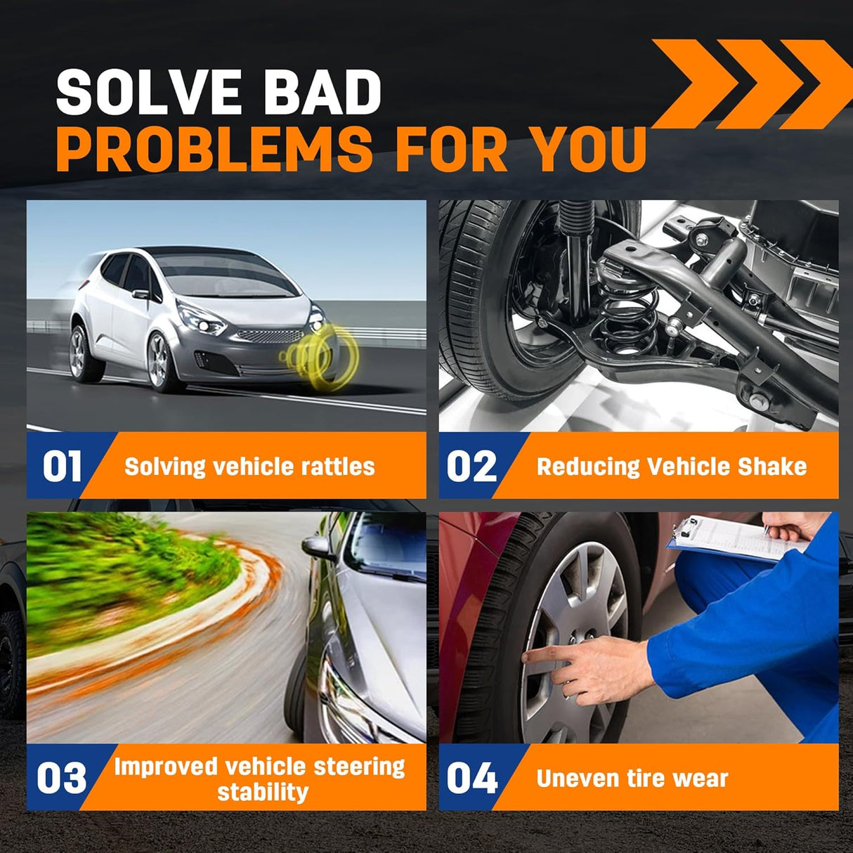 Richeer Front Upper Control Arms for 2-4" Litf Fits Ford & Lincoln(04-24 F150, Navigator & More)