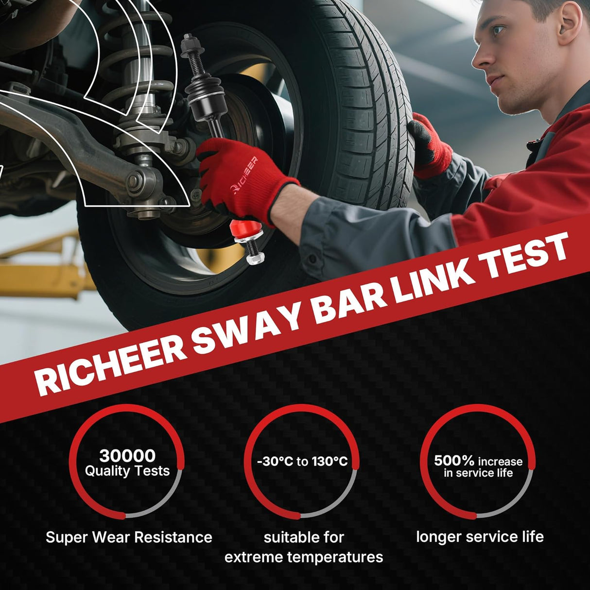 Richeer Front Sway Bar Link for Sway Stabilizer Link Replace 2Pcs (2005-2008 Ford 2006-2008 Lincoln)