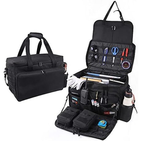 Richeer Patrol Bag for Law Enforcement Police equipment tactical bags car seat storage bags with 2 Detachable MOLLE Pouches Laptop Layer (up to 17")