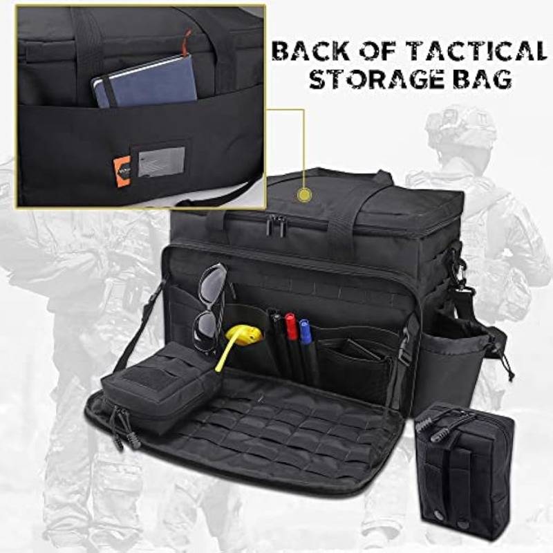 Richeer Patrol Bag for Law Enforcement Police equipment tactical bags car seat storage bags with 2 Detachable MOLLE Pouches Laptop Layer (up to 17")