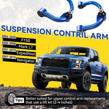 Richeer 2-4" Front Upper Control Arms in Blue for 04-22 F150 and Compatible Models