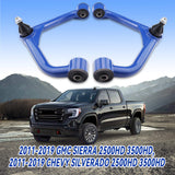 Richeer 2-4" Front Upper Control Arms with Ball Joint in Blue for 11-19 Silverado 2500HD and Compatible Models