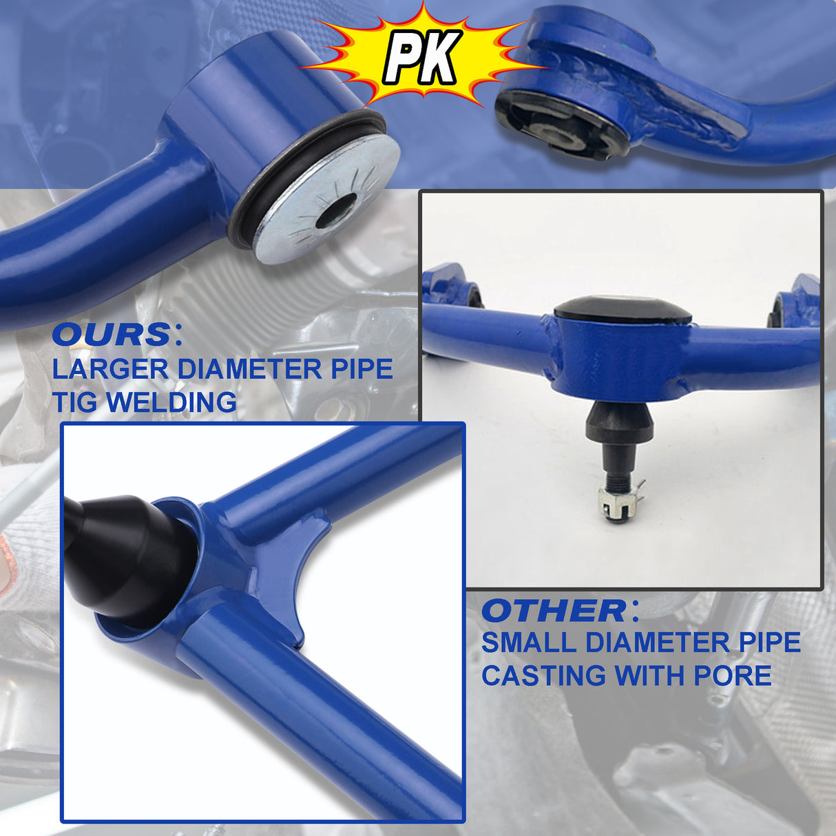 Richeer 2-4" Front Upper Control Arms in Blue for 07-18 Silverado 1500 and Compatible Models