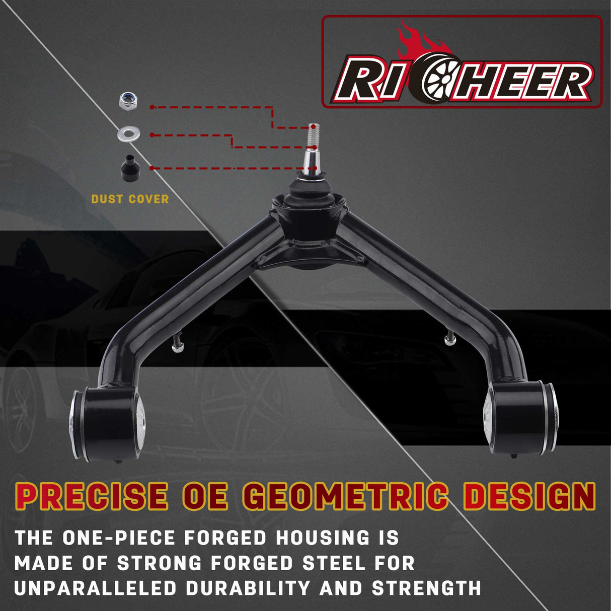 Richeer 2-4" Front Upper Control Arms with Ball Joint for 99-06 Silverado 1500 and Compatible Models