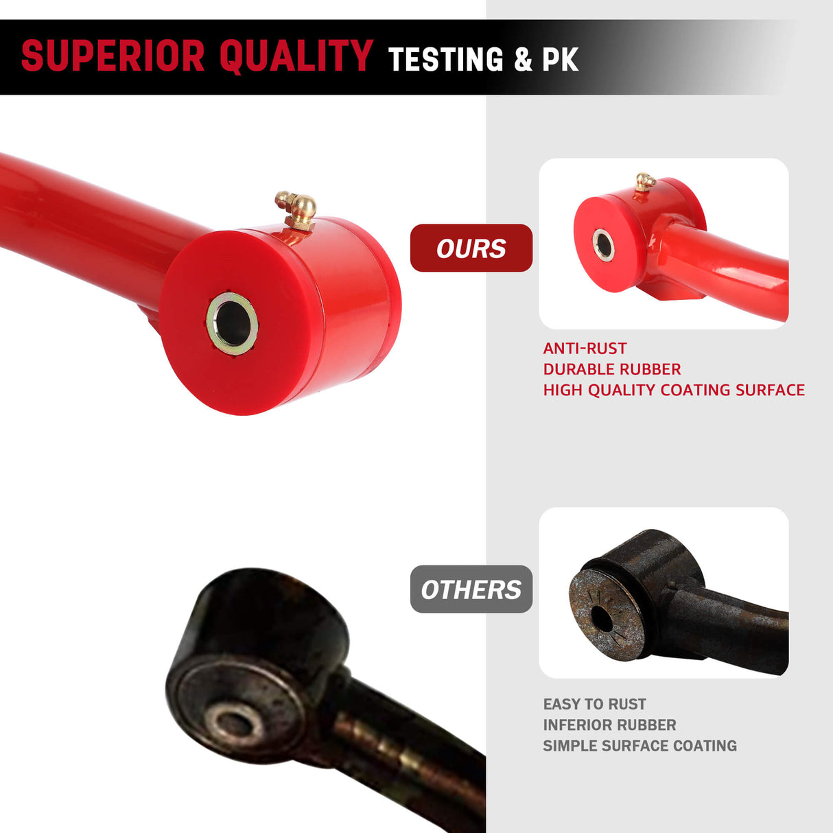 Richeer 2-4" Front Upper Control Arms Red Adjustable for 04-24 F150 and Compatible Models