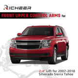 Richeer 2-4" Front Upper Control Arms Red Adjustable for 07-16 Silverado 1500 and Compatible Models