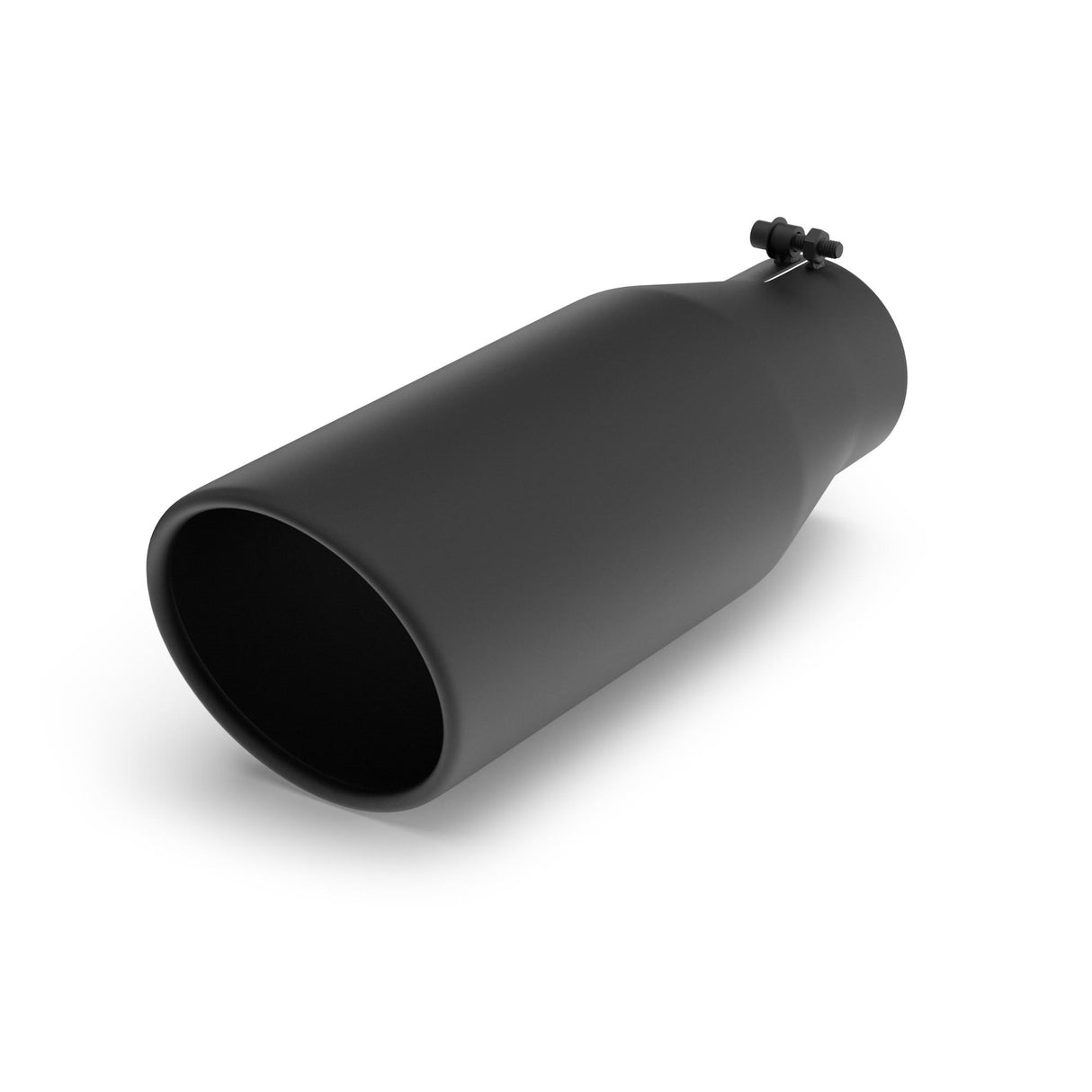 Richeer 4" Inlet Exhaust Tip, 6" Outlet, 12" Length, Black Powder Coated Stainless Steel