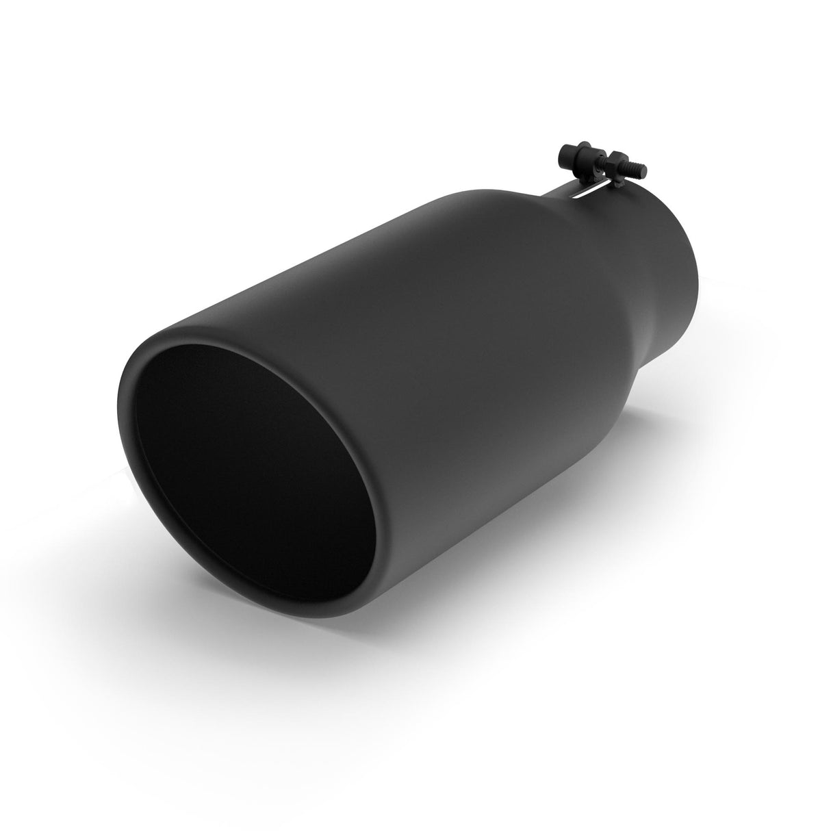 Richeer 4" Inlet Exhaust Tip, 6" Outlet, 12" Length, Black Powder Coated Stainless Steel