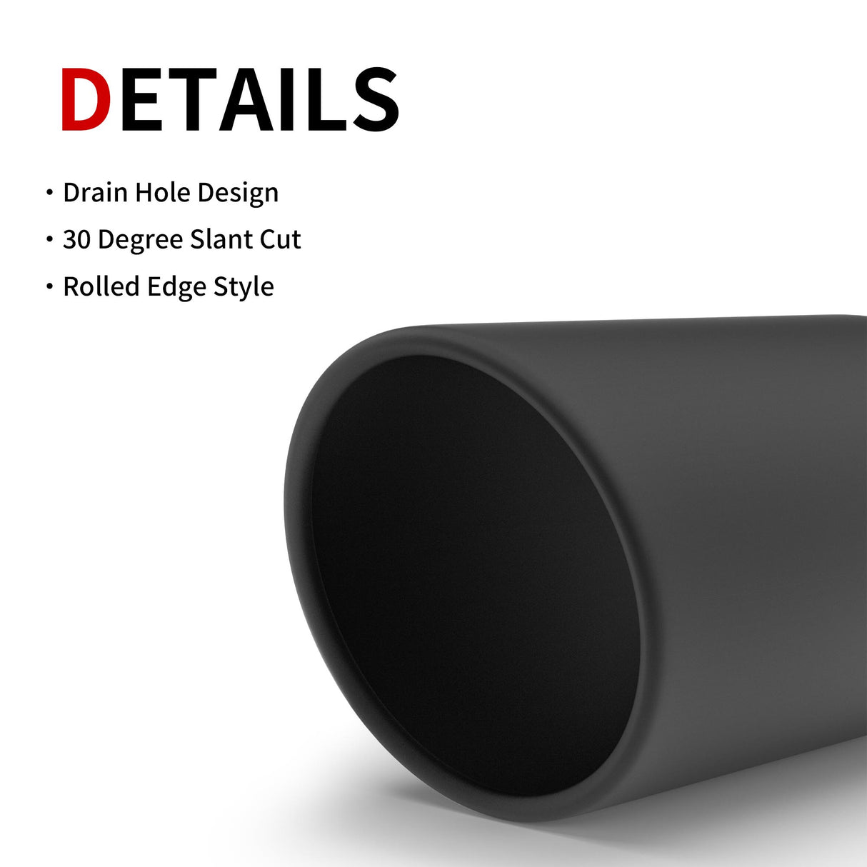 Richeer 4" Inlet Exhaust Tip, 6" Outlet, 12" Length, Black Powder Coated Stainless Steel