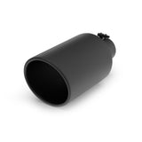 Richeer 4" Inlet Exhaust Tip, 6" Outlet, 12" Length, Black Powder Coated Stainless Steel