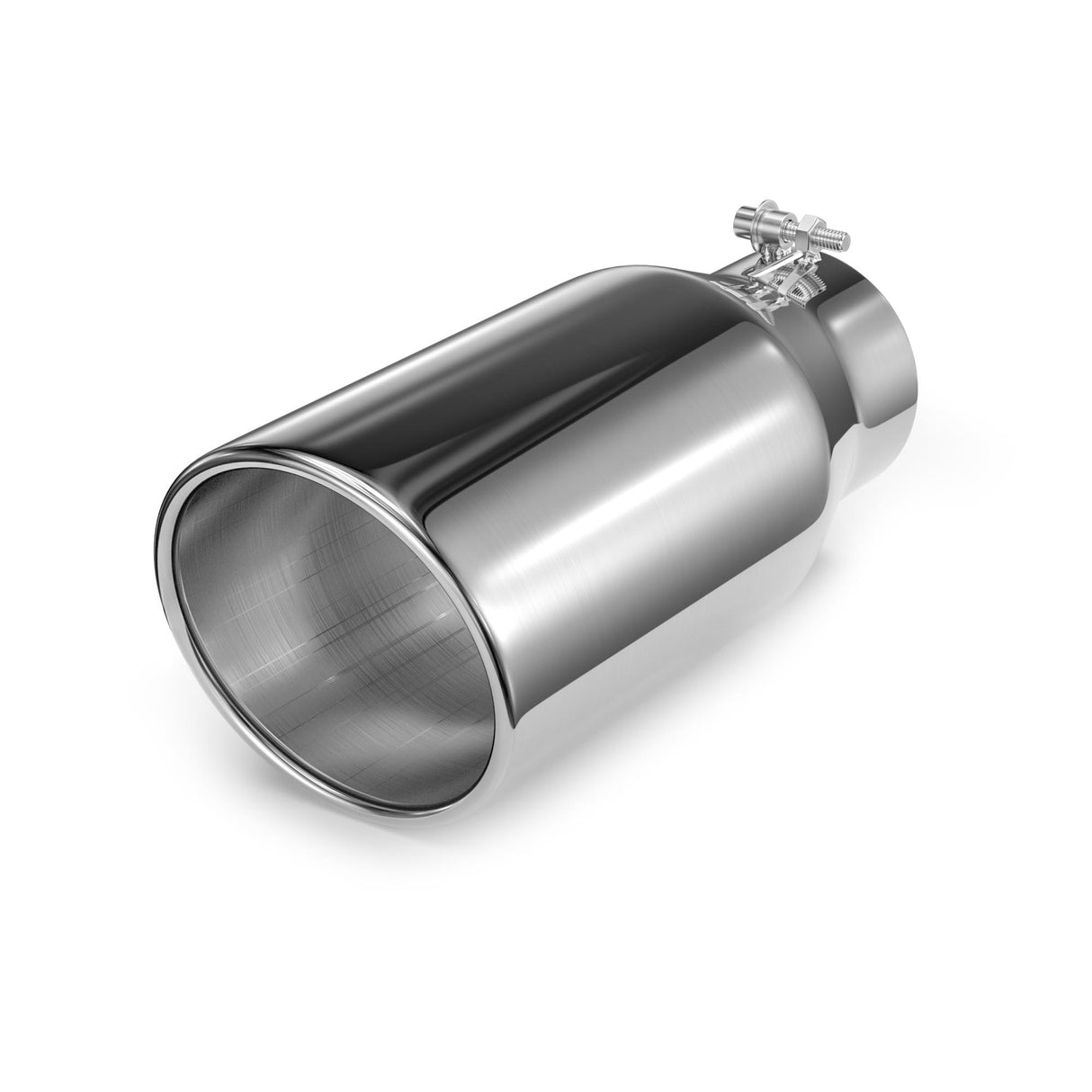 Richeer 4" Inlet Exhaust Tip, 6" Outlet, 12" Length, Chrome Polished Stainless Steel