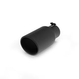 Richeer 3" Inlet Exhaust Tip, 4" Outlet, 12" Length, Black Powder Coated Stainless Steel