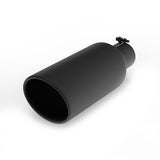 Richeer 4" Inlet Exhaust Tip, 6" Outlet, 12" Length, Black Powder Coated Stainless Steel