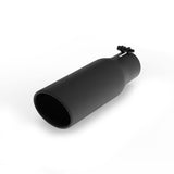 Richeer 3" Inlet Exhaust Tip, 4" Outlet, 12" Length, Black Powder Coated Stainless Steel