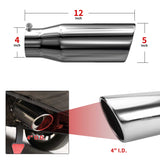 Richeer 4" Inlet to 5" Outlet Exhaust Tip, 12" Length Polished Stainless Steel Universal for 4" O.D. Tailpipe