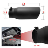 Richeer 3.5" Inlet to 5" Outlet Exhaust Tip, 12" Length, Black Stainless Steel Universal