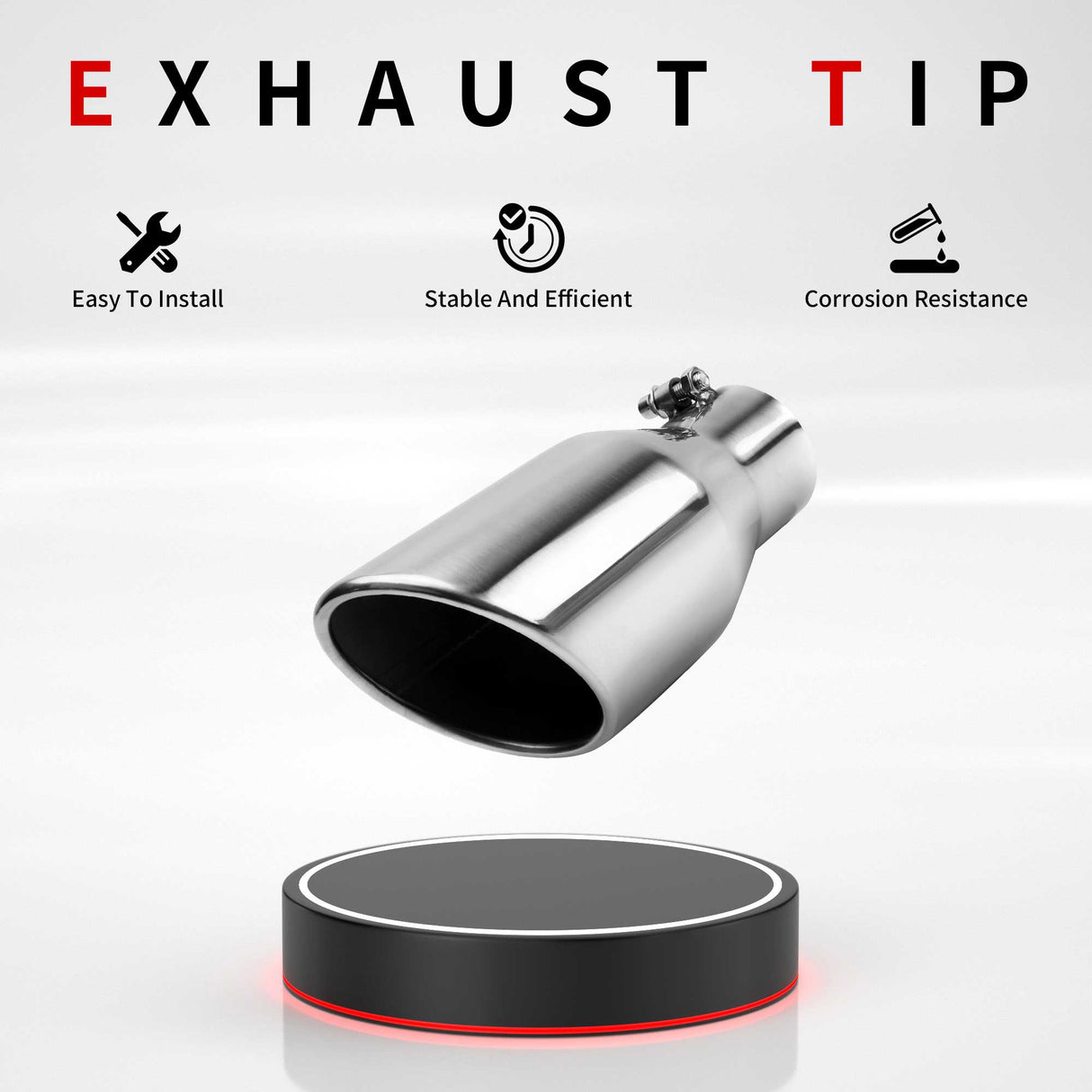 Richeer 2.5" Inlet Exhaust Tip, 4" Outlet, 9" Length, Polished Stainless Steel, Universal