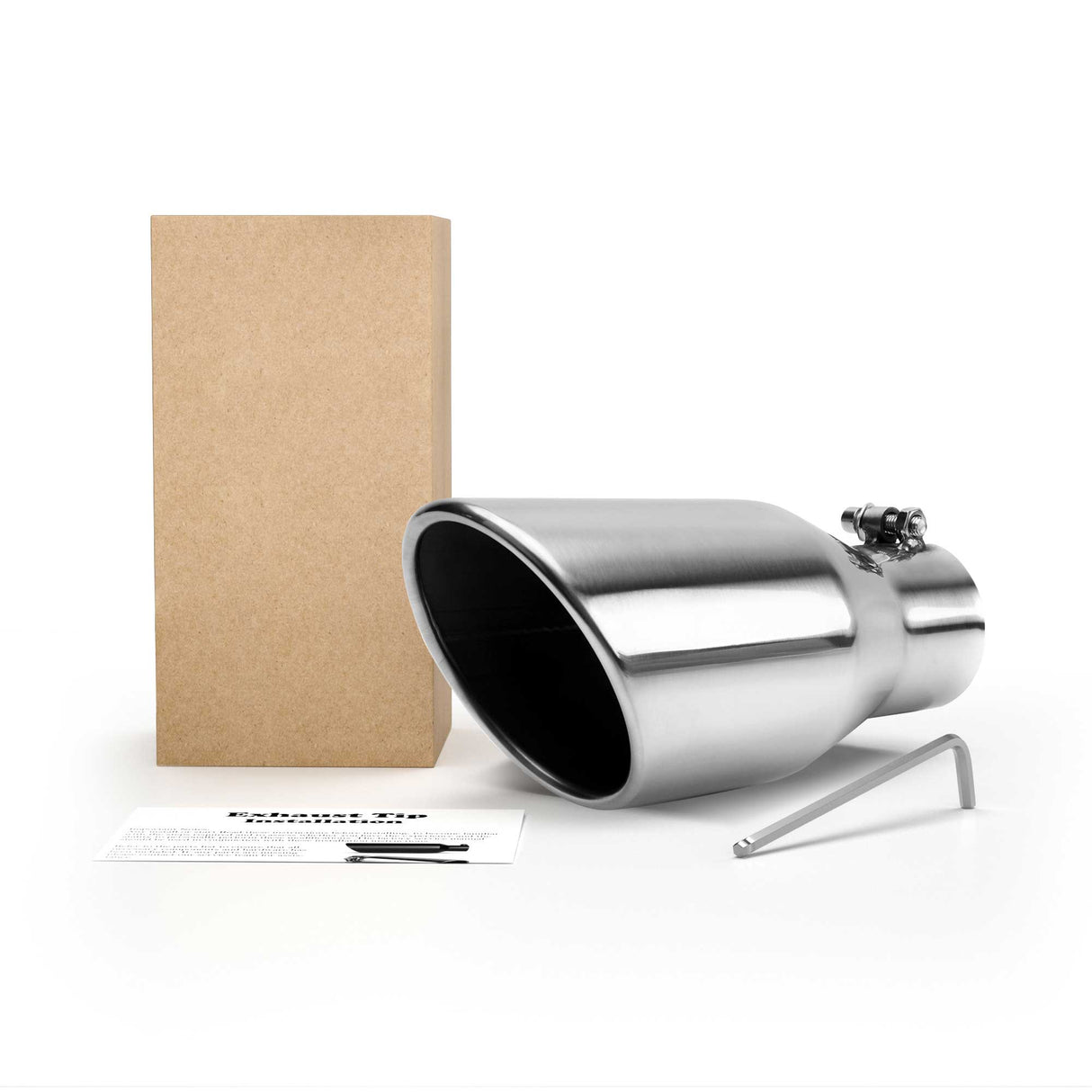 Richeer 2.5" Inlet Exhaust Tip, 4" Outlet, 9" Length, Polished Stainless Steel, Universal