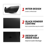 Richeer 2.5" Inlet Exhaust Tip, 4" Outlet, 9" Length, Black Powder Coated Finish, Bolt-On Design, for 2.5" O.D. Tailpipe